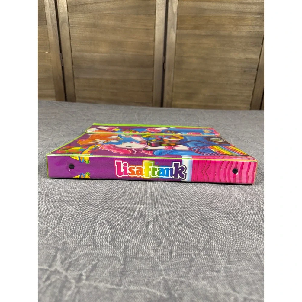 VTG Lisa Frank 3-Ring Binder Prancing Poodle Casey Cat Neon Retro 90s Stationery
